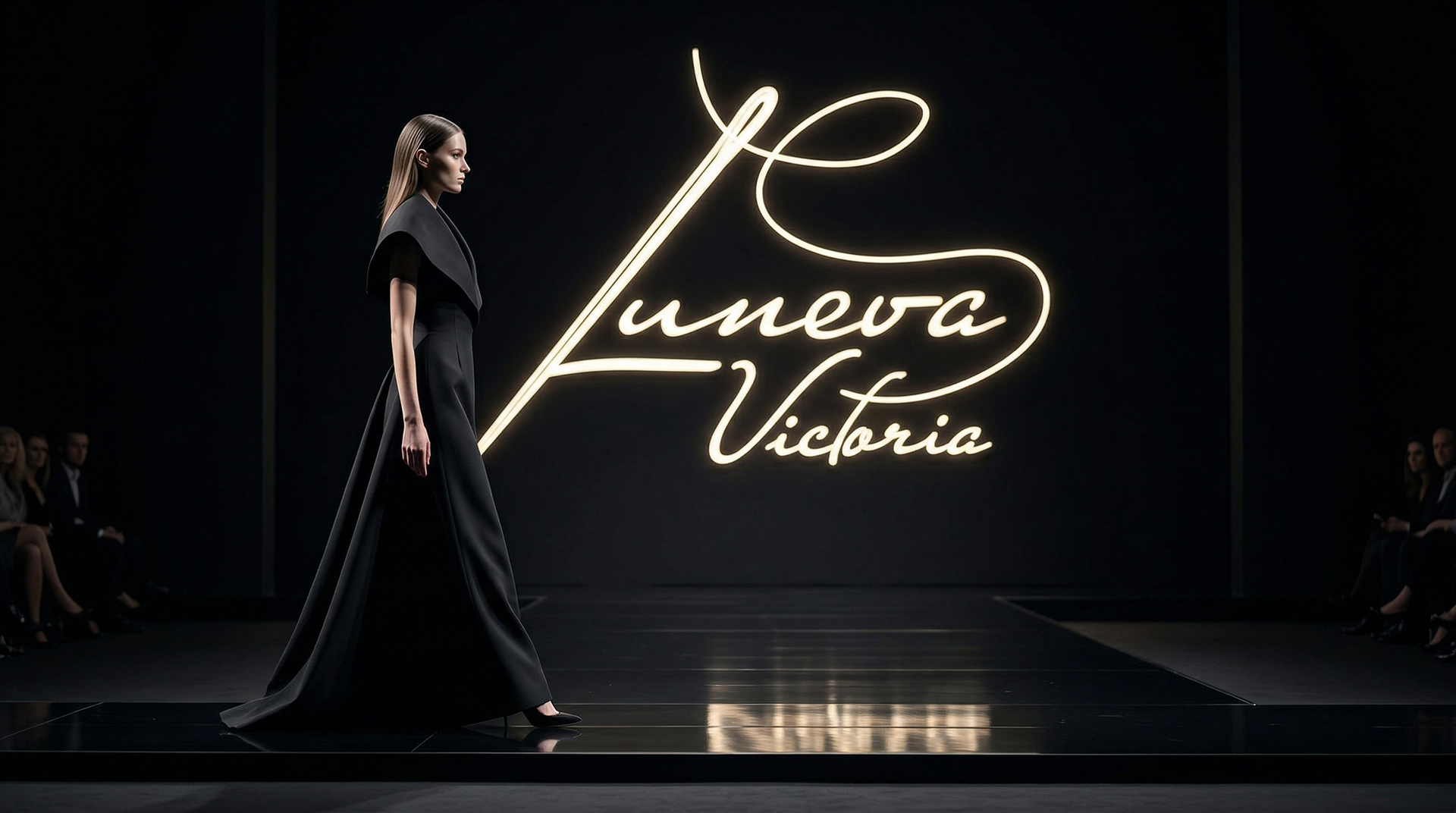 Логотип Luneva Victoria на подиумном показе